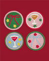 Set of Four Christmas Beaded Cocktail Coasters