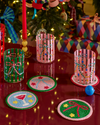 Set of Four Christmas Beaded Cocktail Coasters by Eleanor Bowmer
