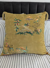 Mind The Gap Chinoiserie Gold Velvet Cushion at Albert & Moo
