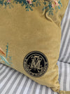 Mind The Gap Chinoiserie Gold Velvet Cushion at Albert & Moo