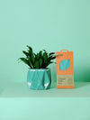 Small Aqua Blue Origami Self-Watering Plant Pot at Albert & Moo
