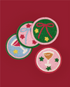 Set of Four Christmas Beaded Cocktail Coasters at Albert & Moo